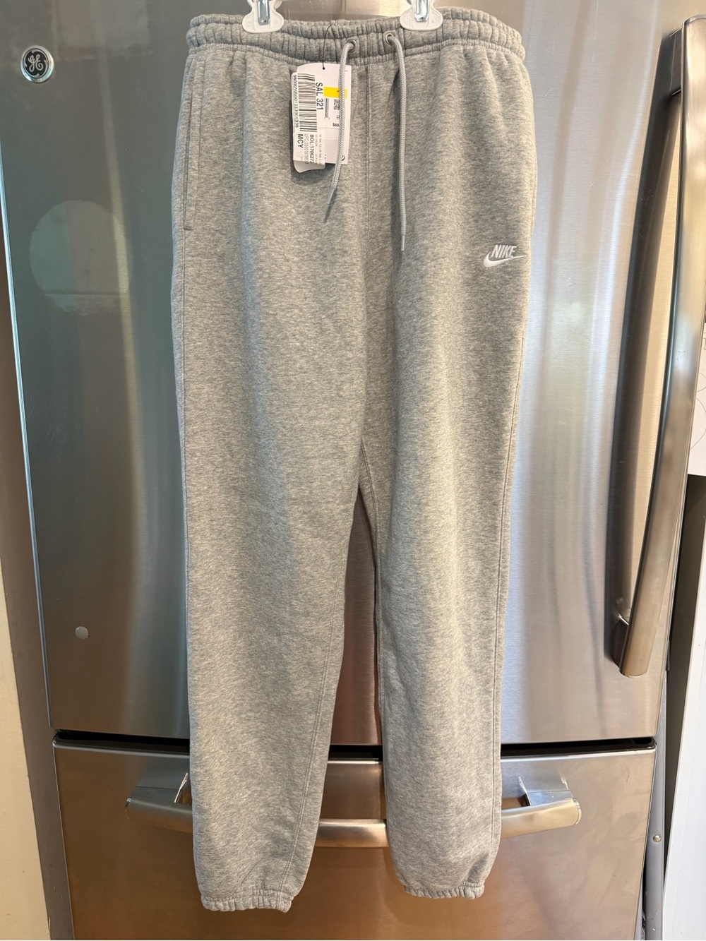 Nike Kids Heather Gray Fleece Joggers with White Swoosh